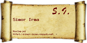 Simor Irma névjegykártya